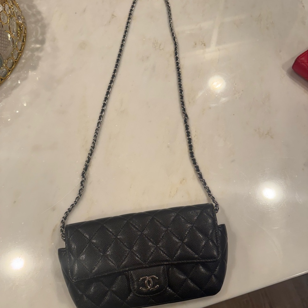 Chanel Black Quilted Sunglasses Shoulder Bag with Chain Strap